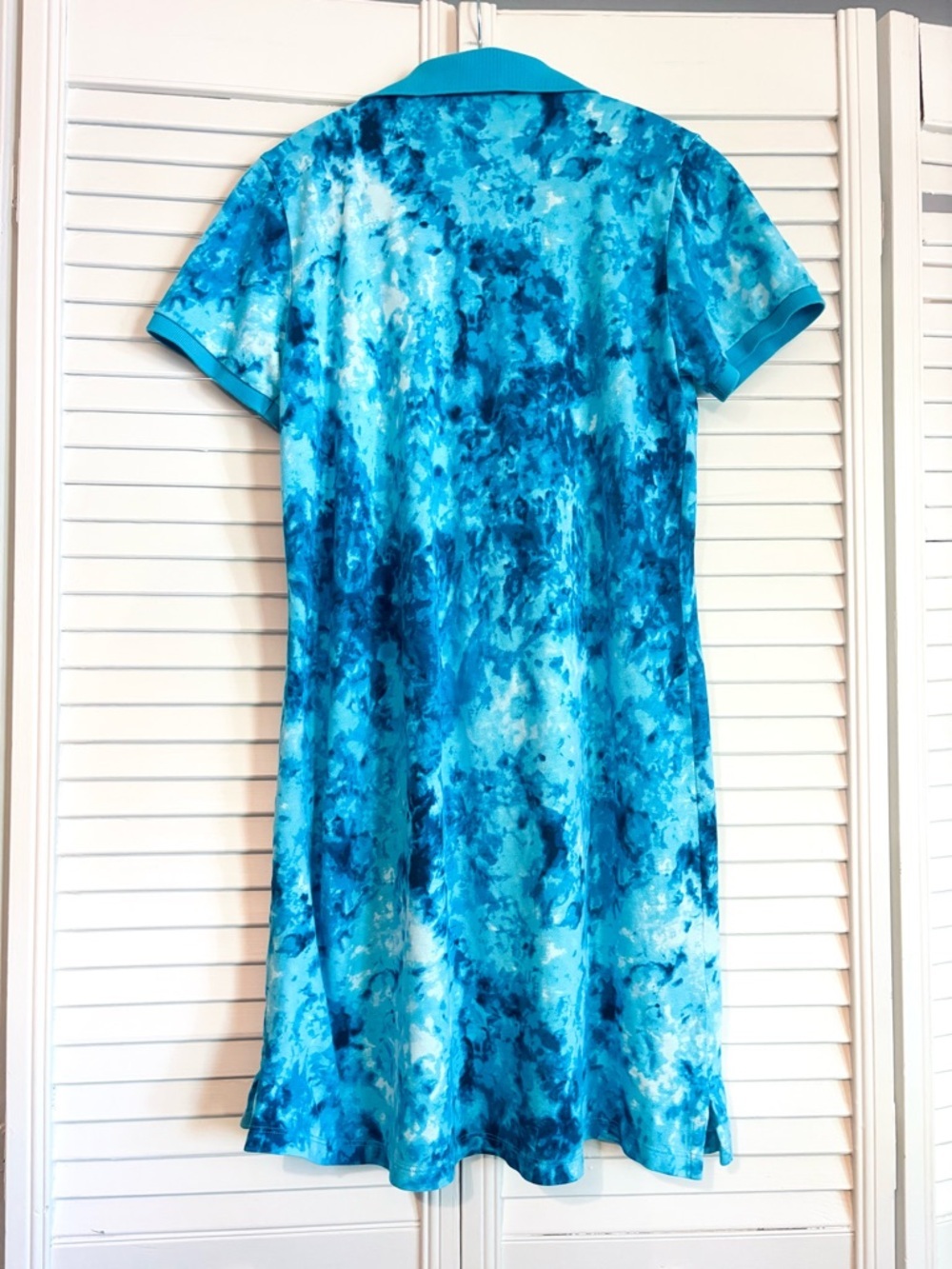 Lands’ End Blue Tie Dye Polo Shirt Dress Tennis Prep Preppy Small - Picture 3 of 6
